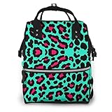 Wickeltasche, stilvolle wasserdichte Babytasche, Rucksack, multifunktionaler Reiserucksack, Wickeltasche (Gepard, Minzgrün, Leopard)