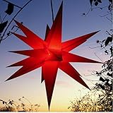 Außenstern rot - beleuchteter Stern ca. 55 cm Weihnachtsstern Leuchtstern Faltstern, wetterfest und beste Verarbeitung, kein störanfälliger Trafo nötig!