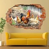 Wandtattoos BAUERNHOF TIERE ROSTER HENS WALL STICKERS ART MURAL ZIMMER BÜRO SHOP DEKOR 3D Art Decal Wandbild Poster 60x90