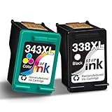 st@r ink 338XL 343XL kompatibel für HP 338 XL 343 XL für HP Deskjet 460c 5740 6520 6540 Officejet 100 150 7210 7310 H470 K7100 Photosmart 2575 2610 7850 8050 8150 8450 C3100 PSC 1500 1510 2er-Pack