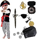 Tacobear Piratenkostüm Kinder Jungen mit Piraten Zubehöre Piraten Augenklappe Piraten Dolch Kompass Geldbeutel Ohrring Kinder Piraten Fancy Dress Kostüm Jungen (S 4-6 Jahre)