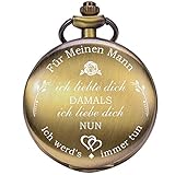 ManChDa Taschenuhr für Ehemann, Taschenuhren mit Kette für Herren, Geschenk zum Jahrestag, schönes Geschenk für Familie (001bronze)