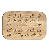STEMPEL-FABRIK Frühstücksbrettchen ABC mit individueller Gravur zur Einschulung (23 x 15 x 1 cm) Brotbrett zum Lernen Geschenk