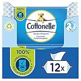 Cottonelle Feuchtes Toilettenpapier, Sauber Pflegend - Mizellenwasser & Baumwollduft, Biologisch Abbaubar, Plastikfrei, Wiederverschließbar, Vorteilspack, 12 x 42 Feuchttü