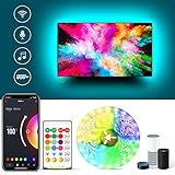 LED TV Hintergrundbeleuchtung USB, HAMLITE 3.8M LED Streifen TV Alexa für 32 bis 55 Zoll,Music Sync RGBW 6500K Weiß Farbwechsel Bias-Beleuchtung