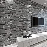 baporee Stein-Tapete des Ziegelstein-3D gestapelt Moderne Wandverkleidung PVC-Rollen-Tapete-Ziegel-Wand-Hintergrund-Tapete grau für Wohnzimmer 5,3㎡ Dunkelg