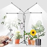 Pflanzenlampe LED mit Ständer, Volles Spektrum Pflanzenlicht, 3 Einstellbare Lichteffekte, 10-stufige Helligkeit, RF-Fernbedienung & Smart Cycle Timer 4/8/12H, Einstellbare Höhe 38cm-120