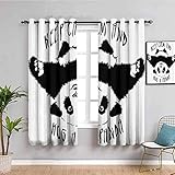 Unicey Verdunkelungsvorhänge Schwarz Weiß Tier Panda 140X160 cm Vorhang Blickdicht Gardinen Ösen Dekoschal Chlafzimmer Wohnzimmer Schattierung，Isolierung