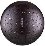 Handpan,Steel Tongue Drum Stahlzunge Trommel 12 Zoll 13 Anmerkungen Percussion Instrument mit Trommelschläger Tragetasche Meditation Yoga Sound, 2 Drumsticks, Tutorialbuch, 4 Finger Picks (Farbe: k