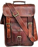 JAALD 38 cm echt Leder Laptoptasche Umhängetasche Schultertasche Kuriertasche FahrradTasche Schultasche Wasserdicht Vintage Herren Damen Geschenk XL Leather Messenger Bag