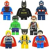 LKG ® 8-teiliges Superhelden-Set - Tortenaufsätze - Batman, Ironman, Wolverine, Captain America, Hulk, Thor, Deadpool, Spiderman - Kompatibel mit Leg