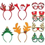 FRCOLOR 8 Stück Weihnachtsbrillengestell und Stirnbänder Weihnachtsbaum Stirnband Weihnachten Rentier Kostüm Stirnbänder Weihnachten Hüte Party Favors für Erw