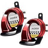 Air Hupe 12v, auto Signalhorn Extrem Laut, Autohupe Fanfare, Schneckenlufthorn Für Lkw Motorrad, Horns for Trucks, Roller, Boot Motorcycle Electric Car Hupe, 130db-2 Pack-kit (Rot)