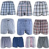 REMIXX Herren American Boxershorts Karo Baumwolle Boxershorts gewebt Web Boxer, 10er Pack (Set1, XL/7)