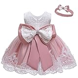 LZH Kleinkind Baby Mädchen Kleid Geburtstag Bowknot Hochzeit Tutu Prinzessin Blume Spitzenkleid,8348-Bean Powder,2-3Jahre(Gr.110)