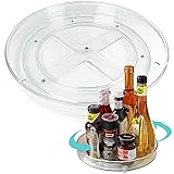 Küchen Organizer, Lazy Susan Drehteller Gewürzregal für Küchenschrank, Drehteller kühlschrank Organizer fur Aufbewahrung & Organisation, Transparent Gewürzhalter fur Vorratsdosen und Gewü