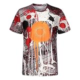 T-Shirt Casual Tops Vintage Sleeve Blouse Men's Short Printed Folk-Custom Men's Blouse Men Shirt (Multicolor, XXXL)