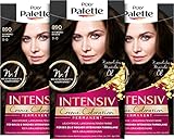 Poly Palette Intensiv Creme Coloration 3-0/890 Schwarzbraun Stufe 3 (3 x 115 ml), permanente Coloration für bis zu 8 Wochen intensiven Farbglanz & 100 % Grauabdeckung