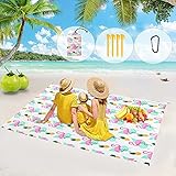 Picknickdecke, 220x165 cm Stranddecke Wasserdicht, Sandabweisende Campingdecke,Strandmatte,Faltbare tragbare Leichte Stranddecke,wasserdichte Stranddeck