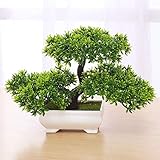 Zunbo Bonsai Pflanze, Kunstpflanze Künstlicher Bonsai-Baum Kiefer Kunststoff für Büro/Fensterbank/Hof (Grün)