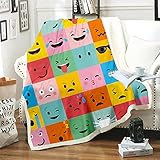 3D-gedruckte Flanell-Fleece-Decke- Cartoon-Emoticon-Paket -Flauschige super weiche Microfaser-Decke für Bett und Couch, für Kinder, Kinder, Erwachsene 130x150