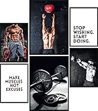 Calias® Mood-Poster Set Fitness | 2X DIN A3 und 4X DIN A4 | 6er Bilder Set ohne R
