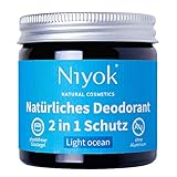 Niyok® 2 in 1 Deo ohne Aluminium Antitranspirant Deocreme Deodorant Creme | Damen | Herren gegen starkes Schwitzen aluminiumfrei - Light ocean – 40