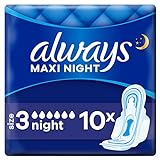 Always Maxi Night Damenbinden mit Flügeln Gr.3 (10 Stück) super saugfähriger Kern & zuverlässiger SecureGuard-Auslaufschutz für besonderen Schutz in der N