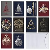 Art Nuvo – EXKLUSIVE WEIHNACHTSKARTEN – SATZ VON 10 KARTEN, 120x170mm, VERGOLDETE UND GEPRÄGTE WEIHNACHTSMOTIVE – HERGESTELLT AUS METALLISCHEM MIT EINLAGEN UND UMSCHLÄGEN, AW07