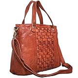 STILORD 'Mara' Elegante Handtasche geflochtenes Leder mit abnehmbaren Schulterriemen Abendtasche Ausgehtasche Echtleder, Farbe:Cognac - U