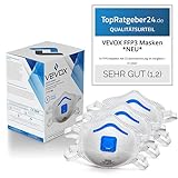 VEVOX® FFP3 Masken - Im 5er, 10er, 20er Set - mit Komfort Plus Abdichtung - Atemschutzmaske FFP3 mit Ventil - CE Zertifiziert für den zuverlässigsten Schutz (5stk.)