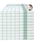 MTEXT Geschirrtücher Küchenhandtuch aus 100% Baumwolle 10 Stück Pack, 50x70 cm, 60g, grün weiß karriert (Grün)