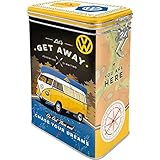 Nostalgic-Art Retro Kaffeedose Volkswagen Bulli – Let's Get Away – VW Bus Geschenk-Idee, Blech-Dose mit Aromadeckel, Vintage Design, 1,3