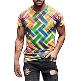 IFOUNDYOU Herren T-Shirt Rundhals Cross Druck Tshirt für Frühling Sommer Slim Fit Basic Lustige Tunika Hemd Lässig Regular Fit Bluse Poloshirt Streetwear Sport Muscle Loose Fit Jerseyshirt Top