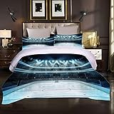XOYKX Bettwäsche Set 135X200Cm - Kinderbettwäsche - 2 Kissenbezug 80X80 + Bettbezug 135X200 Sport Eishockey Arena 3 Teilig Weiche Flauschige Mikrofaser Bettbezüge Mit Reiß