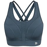Yvette Sport BH Starker Halt Gekreuzt Rücken Gepolstert Große Brüste für Fitness Lauf Joggen,Grau 08A,M Große Größ