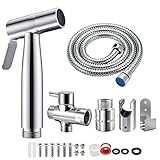 BMK Bidet Handbrause Toilette Bad Bidet für Bidet Armaturen WC mit G1/2' Ventil und eine G3/8' Toilette Adapte Waschen Edelstahl Duschkopf Bidet Windel Dusche Tierbad Wasserspar Wand w