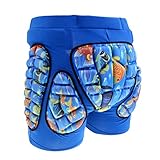 MagiDeal Kinder Protektorshorts Gepolstert Shorts Kurz Schutzhose für Skifahren Snowboard Inline Skating Fahrrad - Blau, M