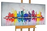 KunstLoft® Acryl Gemälde 'Leipzig Silhouette' 140x70cm handgemalt Leinwand B