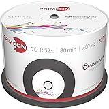 Primeon CD-R 80Min/700MB/52x Cakebox (50 Disc), Black-Vinyl-disc Surface, Inkjet Printable, Schw
