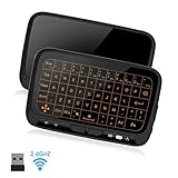 SZILBZ Mini Tastatur Wireless mit Touchpad, Smart TV Tastatur Fernbedienung, 2.4 GHz Kabellose Backlit Englisch Layout Tastatur Beleuchtet für Android TV Box/Projector/IPTV/HTPC/PC/Laptop/Linux