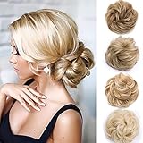 Haarteil Haargummi Dick Hair Extensions Dutt mit Haaren Günstig Weich Gewellt Haargummi Natürlich wie Echthaar 35g Bleichb