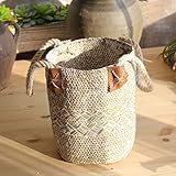 Zebery Gewebter Blumenkorb, Blumentopf, Vase, Wäschekörbe, Aufbewahrungskörbe, Organizer mit Griff, Dek