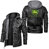 CONVERMPU Herren Kunstleder Bomberjacke John-Deere Windbreaker Racing Jacke Top Motorrad Mode Lederjacke Passen/A/XXXL