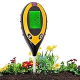 Aulande Bodentester Feuchtigkeitsmessgerät Pflanzen, 4-in-1 Bodentemperatur/Licht/pH-Wert/Feuchtigkeitsmesser Messgerät für Garten, Bauernhof, Rasen, Innen und Auß