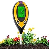 Aulande Bodentester Feuchtigkeitsmessgerät Pflanzen, 4-in-1 Bodentemperatur/Licht/pH-Wert/Feuchtigkeitsmesser Messgerät für Garten, Bauernhof, Rasen, Innen und Auß