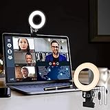 LAVKOW 16cm Videokonferenz-Beleuchtungsset mit Clip für Mobiltelefone Dimmbares LED Makeup Licht für Live Stream/Fotografie/Zoom-Meeting/Fernarbeit/YouTube/TikTok-Gweißes L