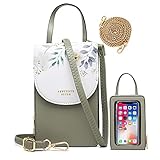 Handy Umhängetasche Damen Touchscreen Handytasche zum Umhängen Kleine Schultertasche Leder Crossbody Geldbörse Phone Tasche für iPhone 12/12 Pro Max/11/Xs Max/XR, Samsung Galaxy S21/S20/S10 (Grün)