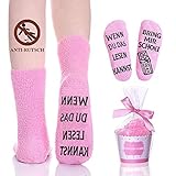 Lustige Socken Geschenke für Frauen, Damen Anti Rutsch Fun Socken mit Motiv Spruch Wenn du das lesen Kannst Bring mir Schokolade Kuschelsocken Witzige Geschenk für Sie Freundin Valentinstag Muttertag