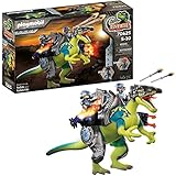 PLAYMOBIL Dino Rise 70625 Doppelte Verteigungspower: Dinosaurier Spinosaurus mit Schutzpanzer und Kanonen und seinen Teammitgliedern Samu und Ayla, Ab 5 J